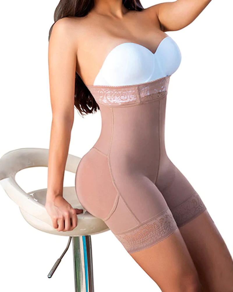 Abdomen de presión sin costuras powernet corto de cintura alta para mujer
