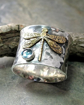 Anillo de aleación de animales de libélula vintage