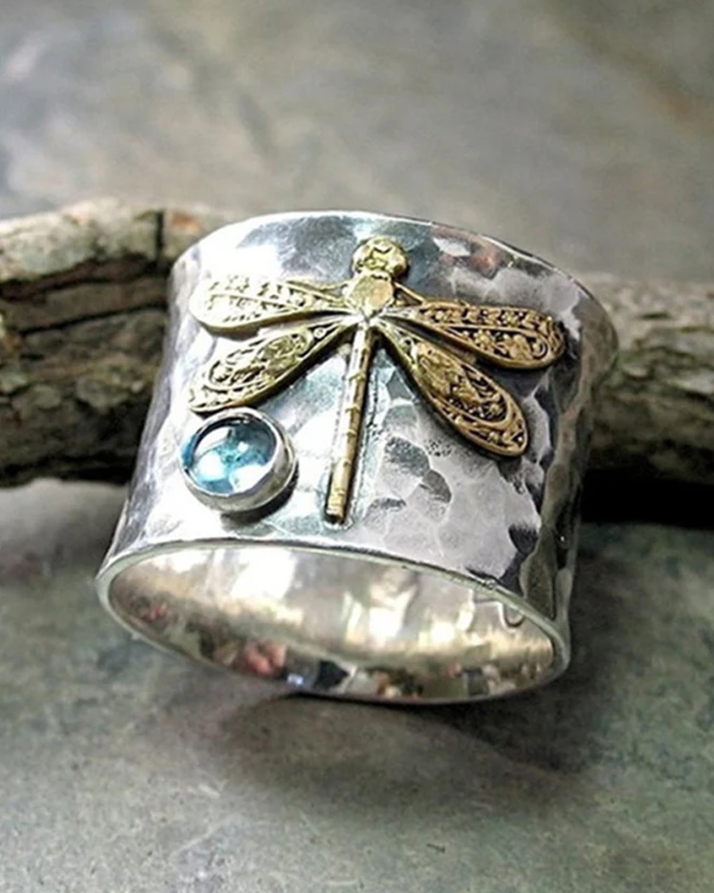 Anillo de aleación de animales de libélula vintage