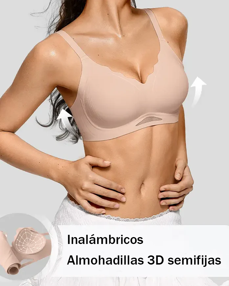 Brasier push-up con forma de abanico, sin aros, con soporte suave y antiflacidez