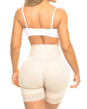 Shorts push up de cintura alta con 3 filas de botones de botines