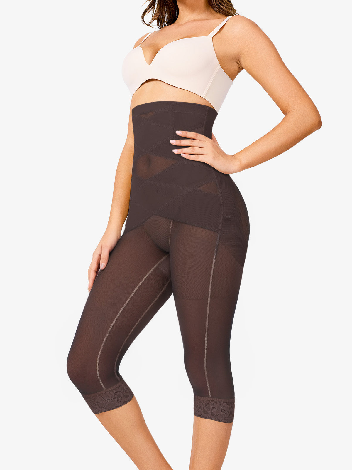 Braguitas moldeadoras de malla transparente para control de abdomen y levantamiento de glúteos
