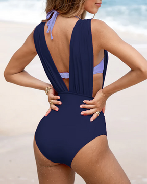 Traje de baño de una pieza de cintura alta desmontable de diseñador