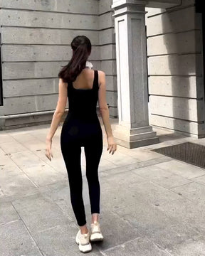 Mono de entrenamiento de adelgazamiento de muslo de una pieza sin mangas