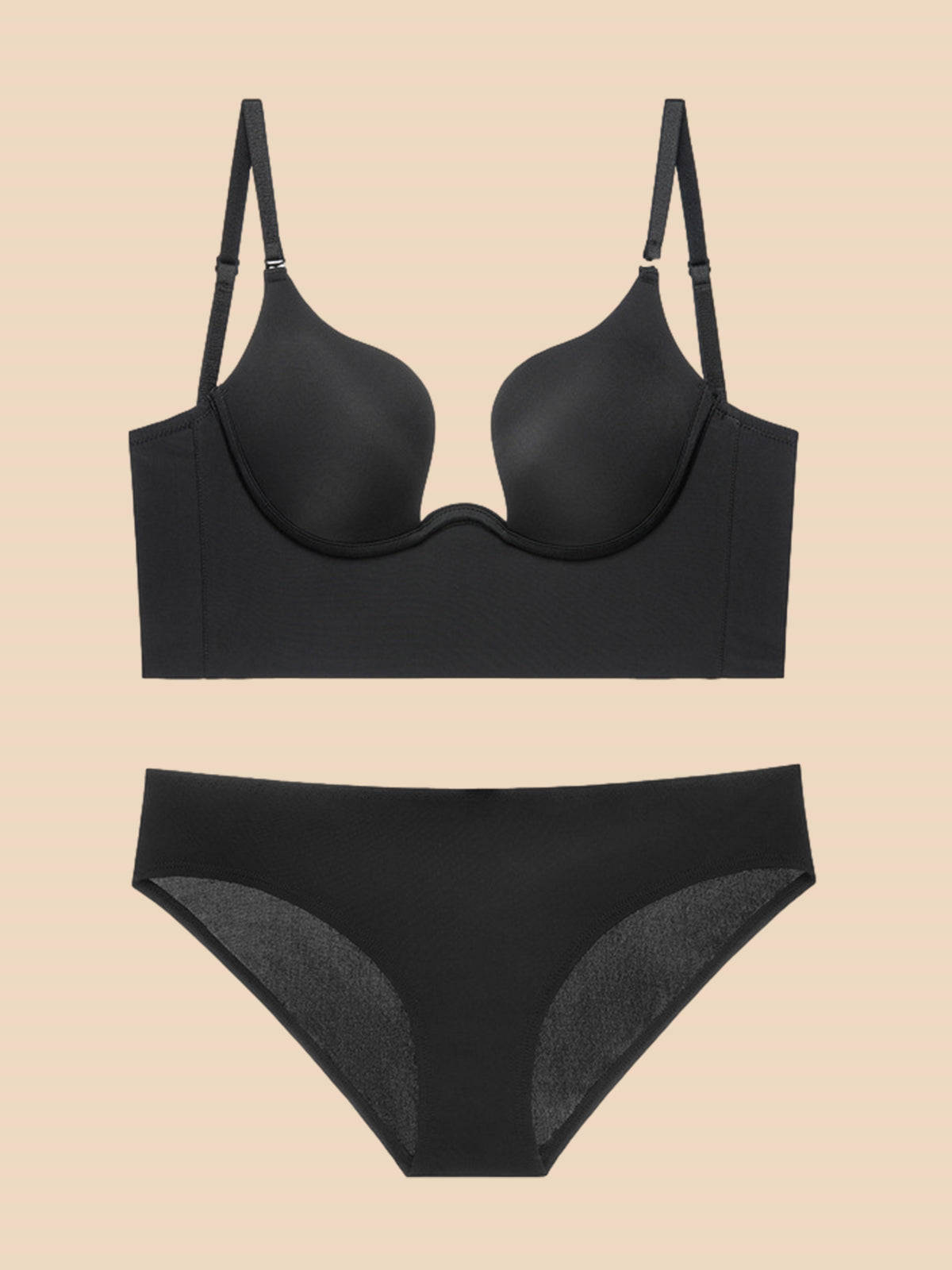 Liftup low back plunge bra brasier con relleno ligero que realza el escote ropa interior