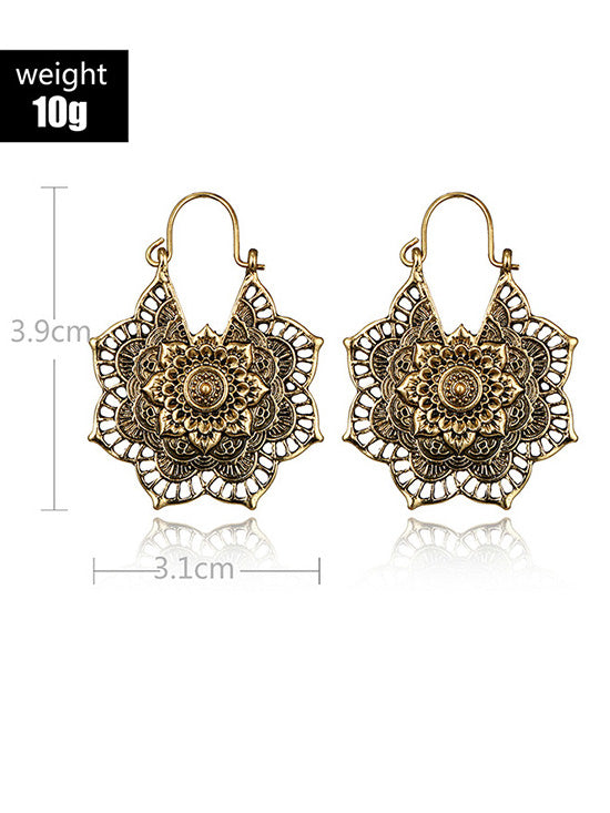 Accesorios de aretes de flores de aleación hueca vintage