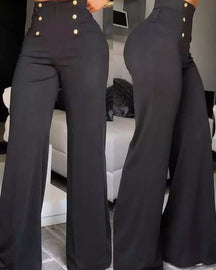 Pantalones acampanados con doble botonadura y personalidad delgada y elegante
