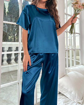 Satin Short Sleeved Trousers Loungewear