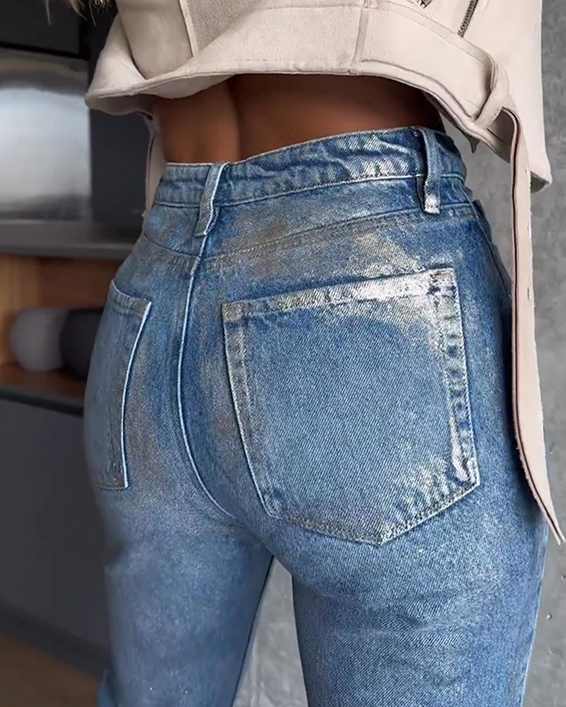 Jeans Cónicos Metálicos