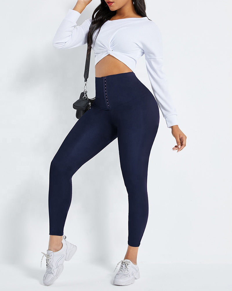 Hooks 3 filas leggings con corsé de fitness de cintura alta