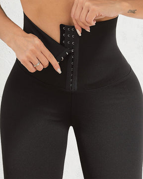 Hooks 3 filas leggings con corsé de fitness de cintura alta