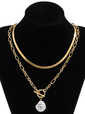 Collar De Hueso De Serpiente Plano Con Hebilla OT De Hip-Hop De Moda