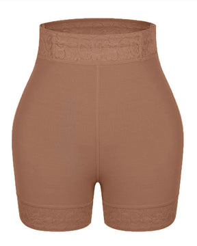 Pantalones cortos moldeadores de cintura media con ropa interior de control de barriga de encaje antideslizante para mujeres levantador de glúteos