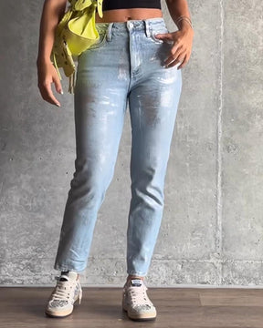 Jeans Cónicos Metálicos