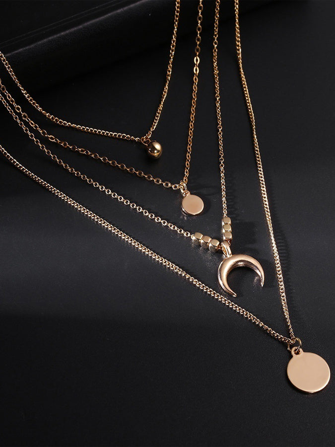 Collar con colgante escalonado de luna boho