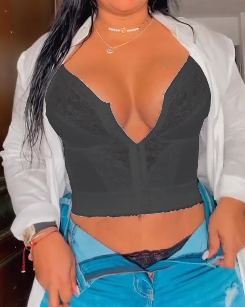 Chaleco de encaje sexy con brasier