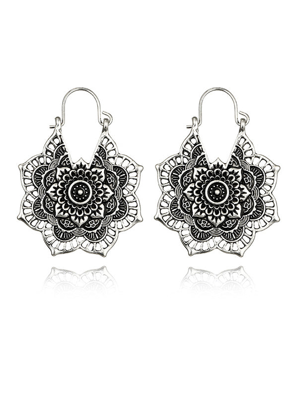 Accesorios de aretes de flores de aleación hueca vintage