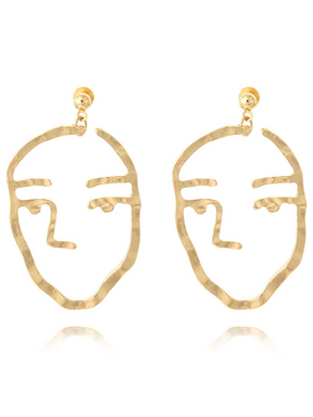 Pendientes Huecos Decorados Con Cuentas De Cara Creativa De Moda