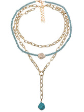 Collar multicapa de cuentas bohemias punk doradas
