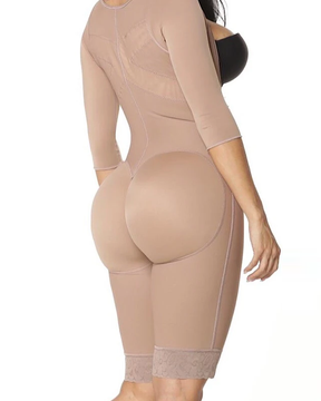Body adelgazante de una pieza con medias mangas debajo del pecho, ropa moldeadora de espalda alta para mujeres con gancho eye n