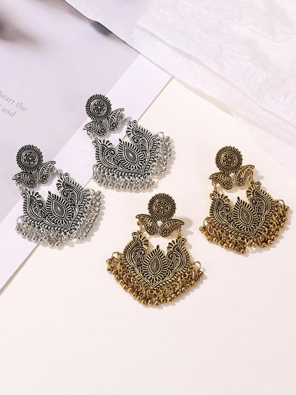 Pendientes tallados exagerados estilo palacio retro
