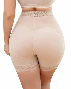 Pantalones cortos con control de barriga y push up de encaje