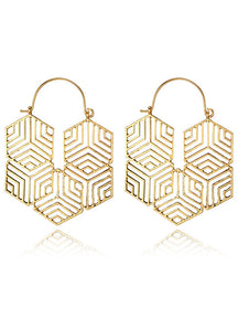 Pendientes de aleación de rombo geométrico irregular hueco simple de moda