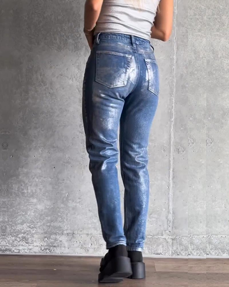 Jeans Cónicos Metálicos
