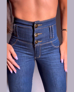 Pantalones elásticos de tiro alto Jeans ajustados