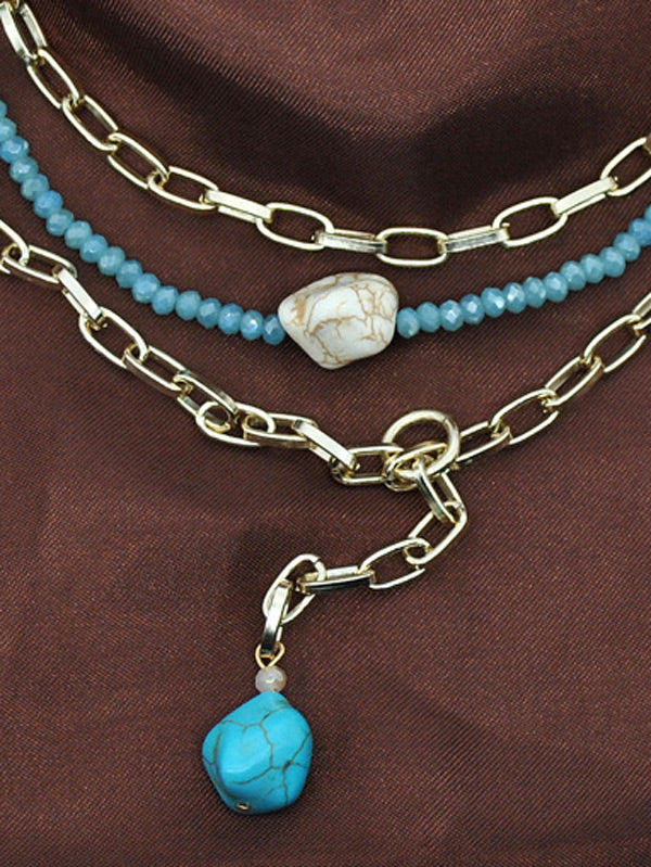 Collar multicapa de cuentas bohemias punk doradas