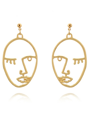 Pendientes Huecos Decorados Con Cuentas De Cara Creativa De Moda