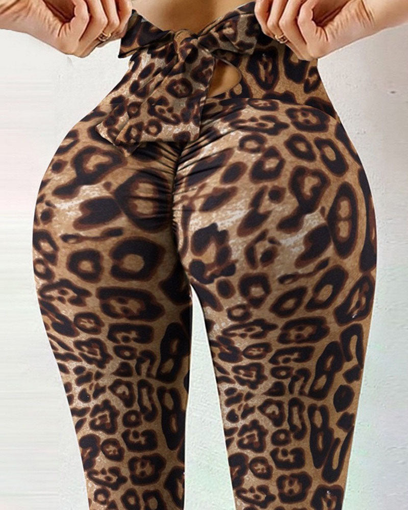 Leggings de yoga con diseño de lazo estampado