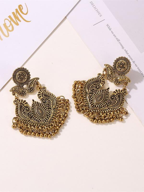 Pendientes tallados exagerados estilo palacio retro