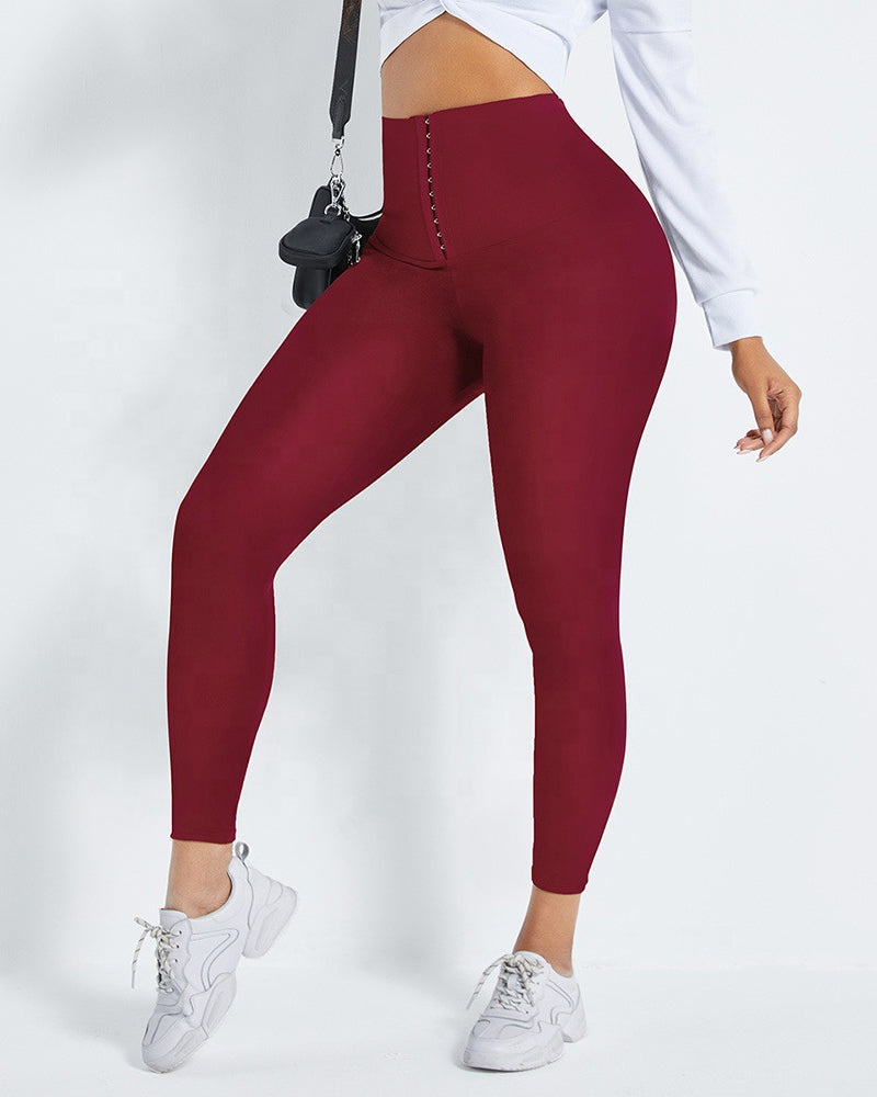 Hooks 3 filas leggings con corsé de fitness de cintura alta