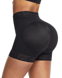 Pantalones cortos moldeadores de cintura media con ropa interior de control de barriga de encaje antideslizante para mujeres levantador de glúteos