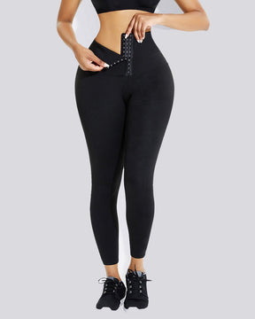 Hooks 3 filas leggings con corsé de fitness de cintura alta