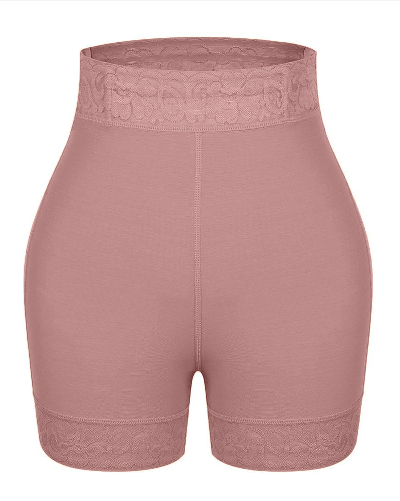 Pantalones cortos moldeadores de cintura media con ropa interior de control de barriga de encaje antideslizante para mujeres levantador de glúteos