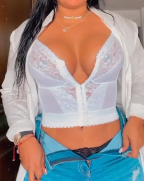Chaleco de encaje sexy con brasier