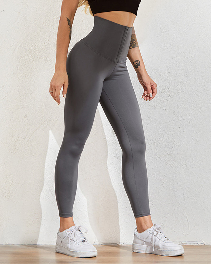 Hooks 3 filas leggings con corsé de fitness de cintura alta