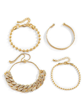 Pulsera multicapa con hebilla cubana ajustable individualmente