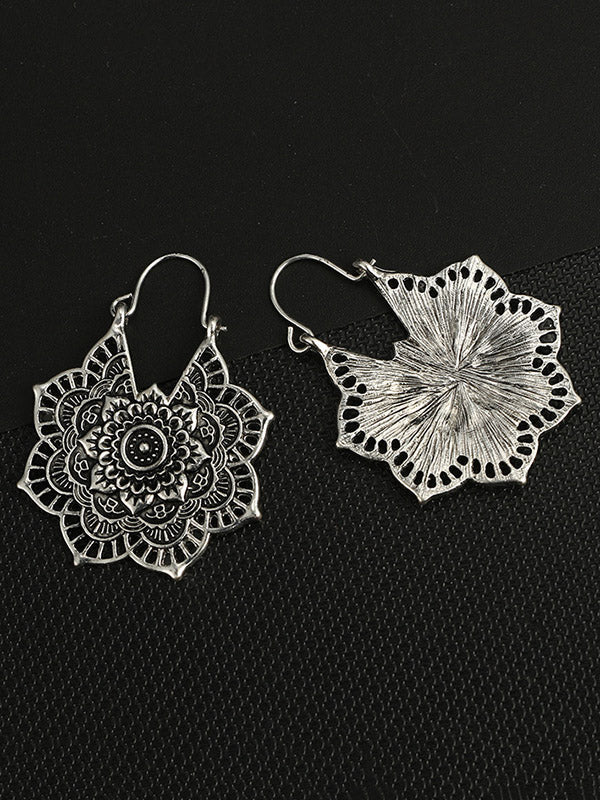 Accesorios de aretes de flores de aleación hueca vintage