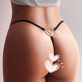 Cadena de cintura de metal con corazón femenino tanga con espalda en t de color sólido