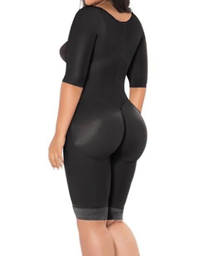 Body adelgazante de una pieza con medias mangas debajo del pecho, ropa moldeadora de espalda alta para mujeres con gancho eye n