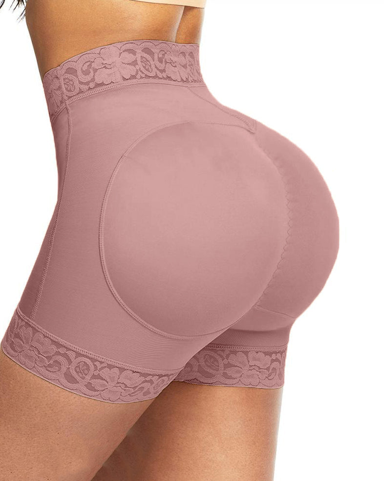 Pantalones cortos moldeadores de cintura media con ropa interior de control de barriga de encaje antideslizante para mujeres levantador de glúteos