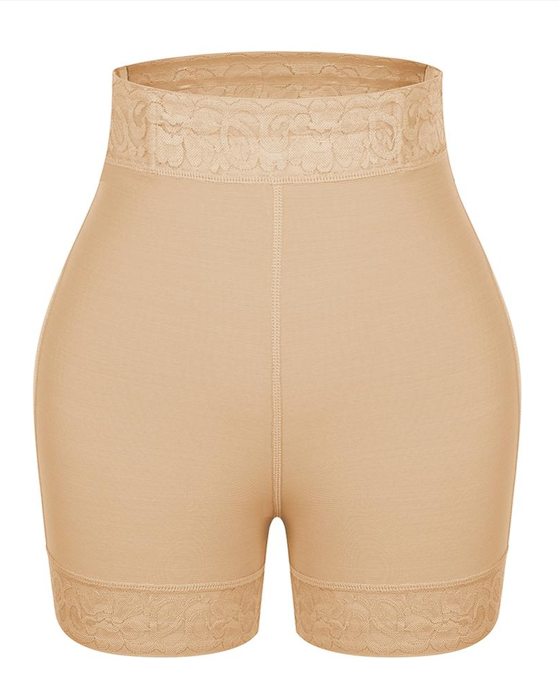 Pantalones cortos moldeadores de cintura media con ropa interior de control de barriga de encaje antideslizante para mujeres levantador de glúteos