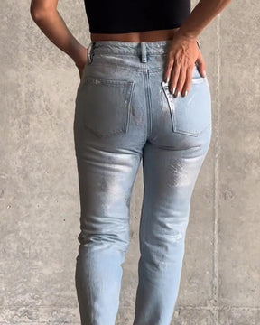 Jeans Cónicos Metálicos