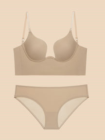 Liftup low back plunge bra brasier con relleno ligero que realza el escote ropa interior