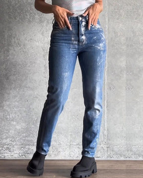 Jeans Cónicos Metálicos