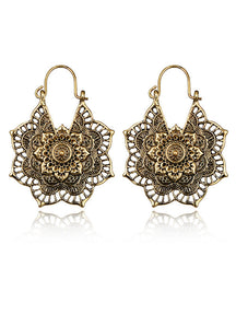 Accesorios de aretes de flores de aleación hueca vintage