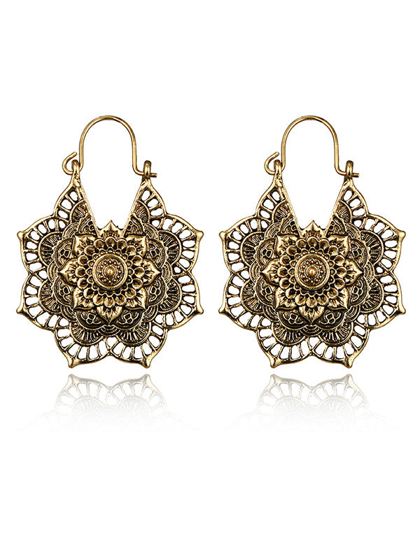 Accesorios de aretes de flores de aleación hueca vintage